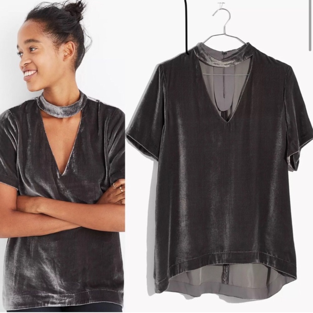 Madewell Velvet Cutout Top